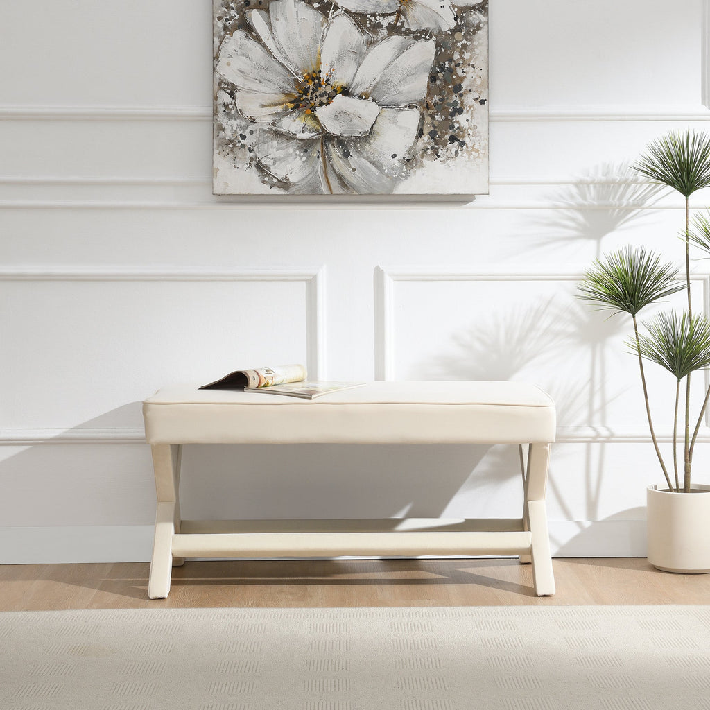 Comfort Double Bench Upholstered in Velvet Fabric