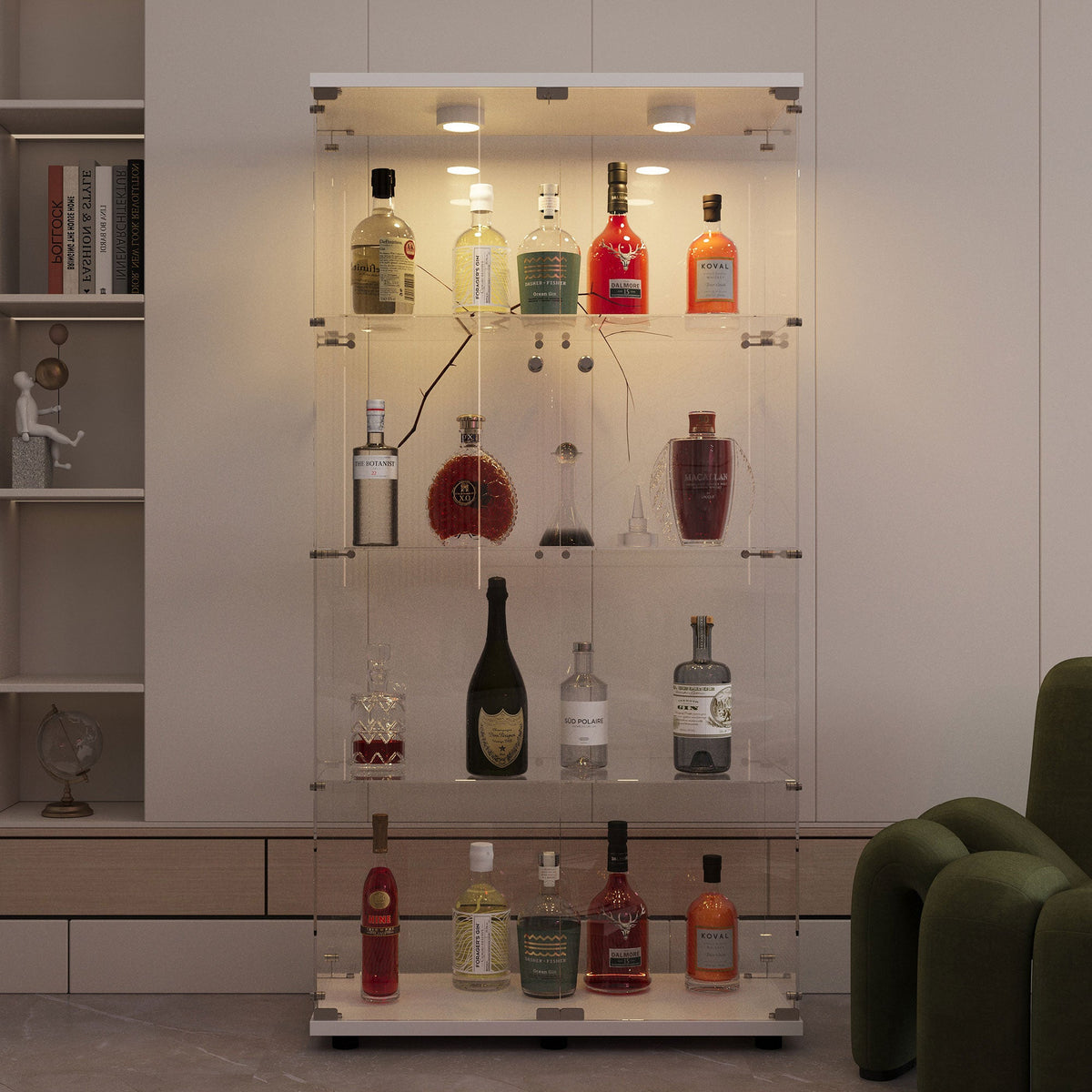 Tempered Glass Display Cabinet with Adjustable Features
