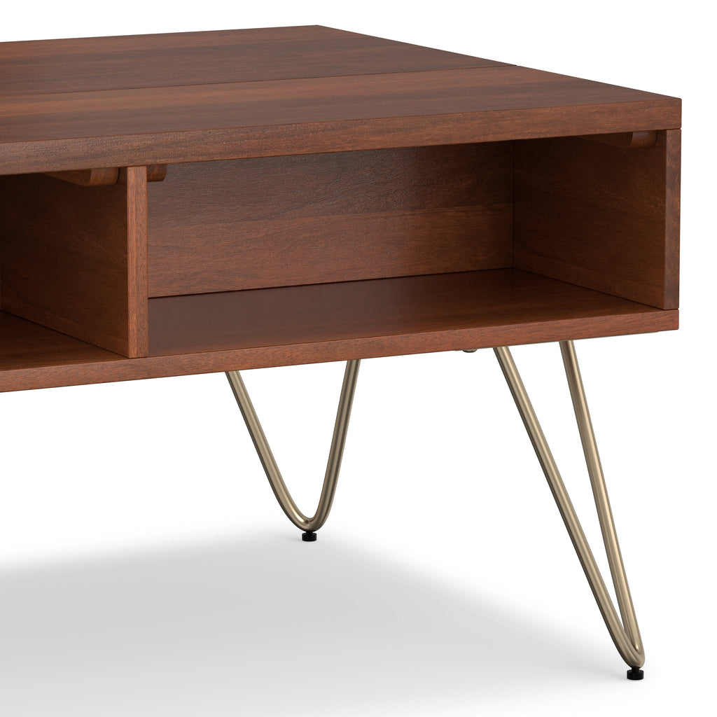 Hunter 36 Inch Wide Solid Mango Wood Small Lift Top Coffee Table in Umber