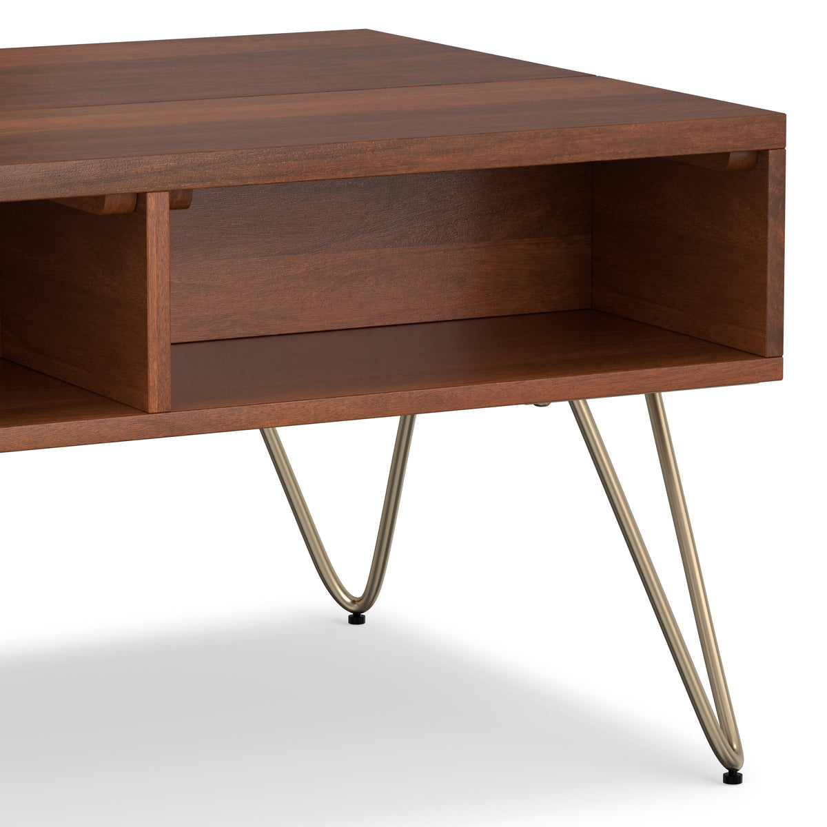 Hunter 36 Inch Wide Solid Mango Wood Small Lift Top Coffee Table in Umber