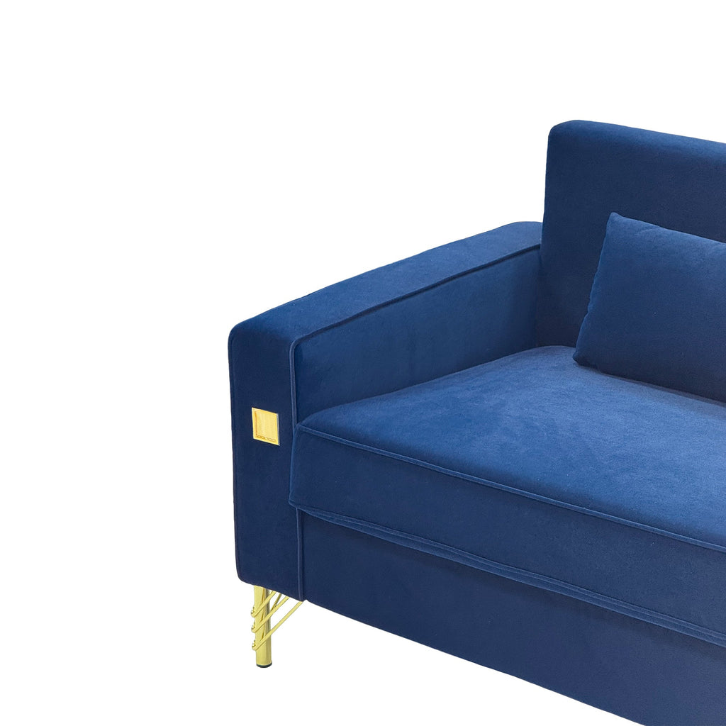 Luxury Velvet Sofa with Gold Metal Accents