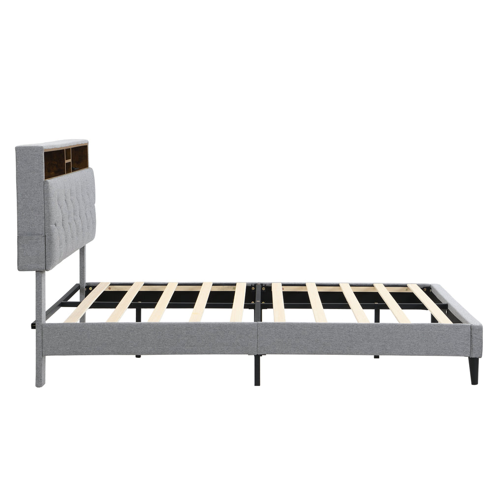 Queen-Size Upholstered Platform Bed Frame
