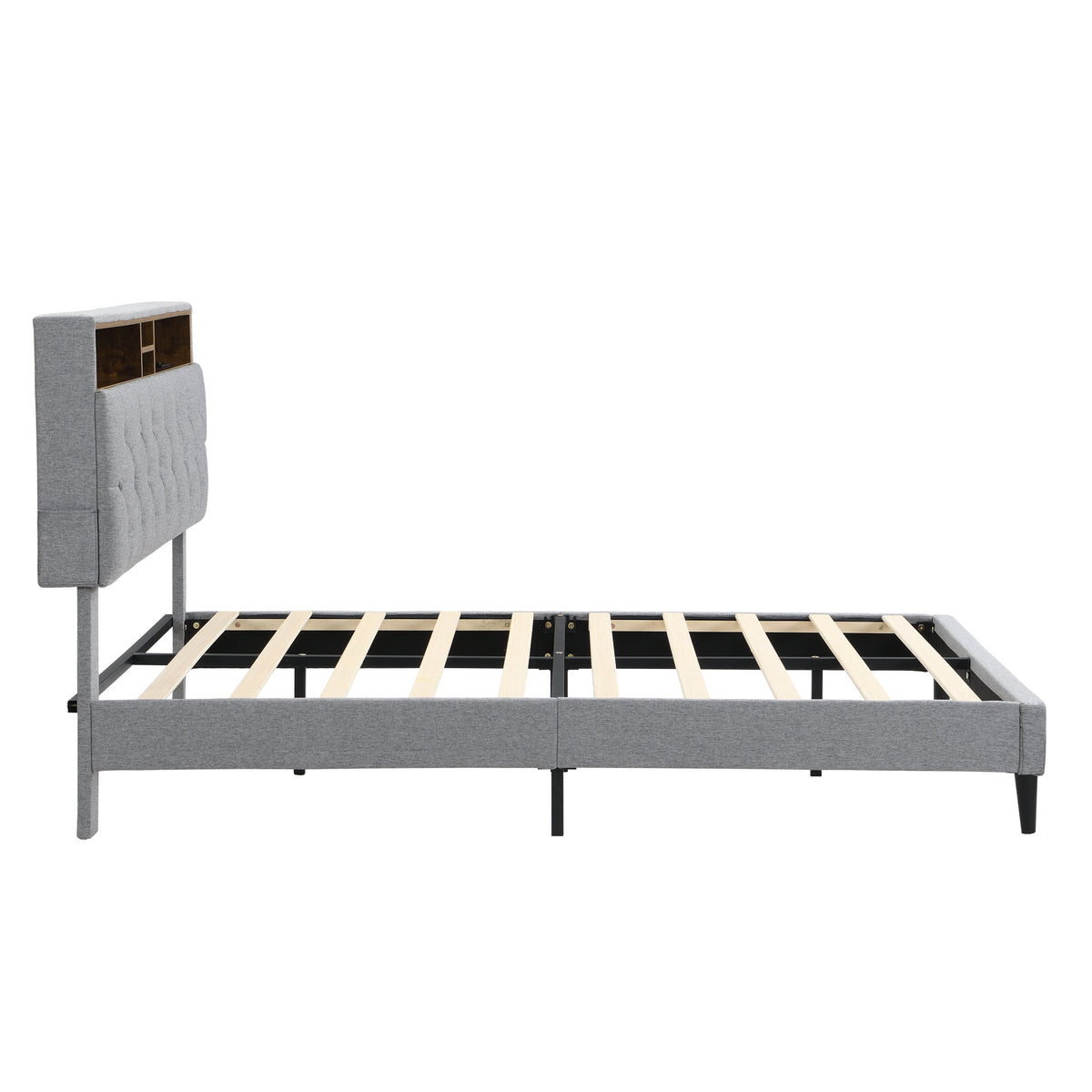 Queen-Size Upholstered Platform Bed Frame