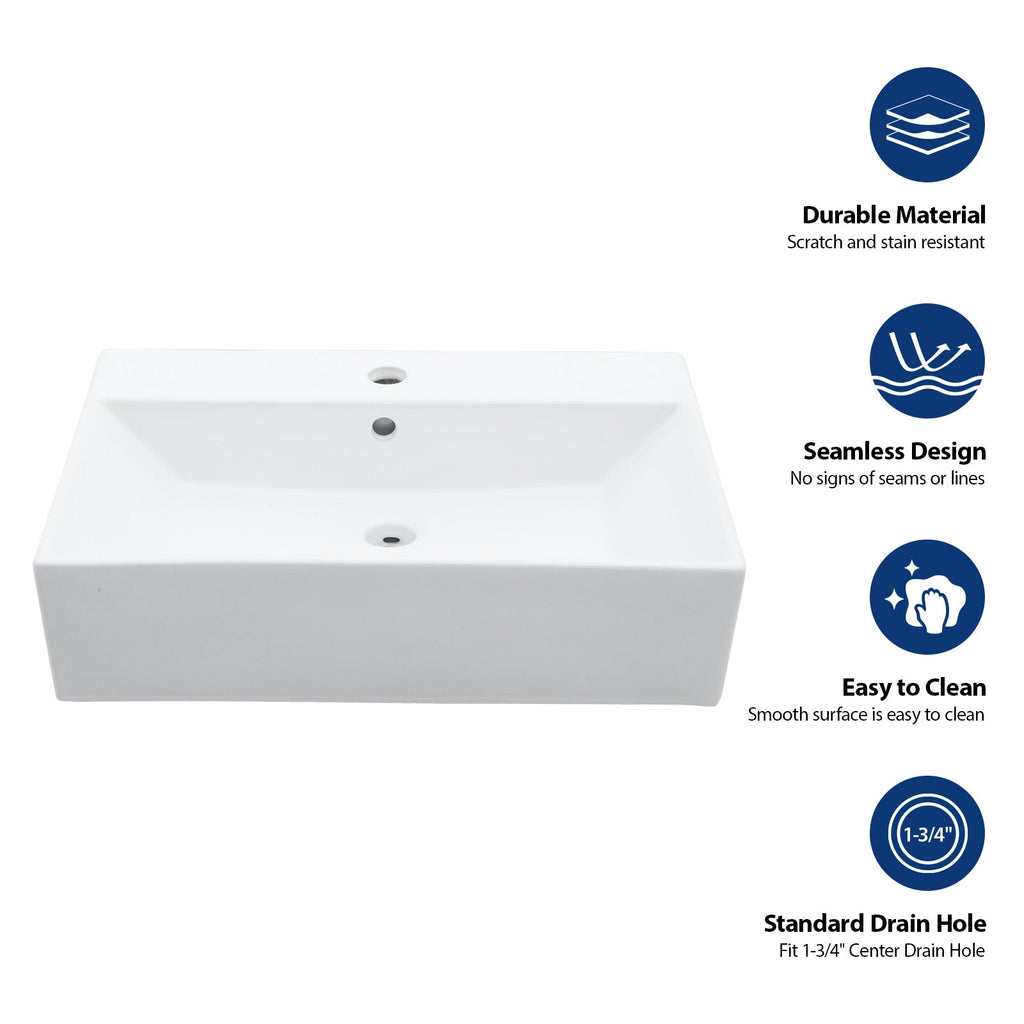 24" x 16.75" Bathroom Ceramic Console Sink with Overflow