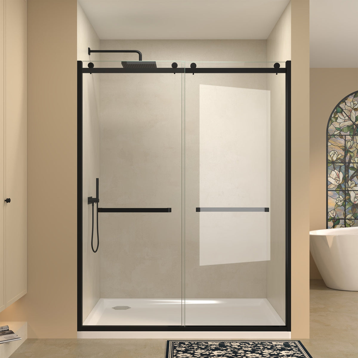 Semi-Frameless Double Sliding Glass Shower Doors