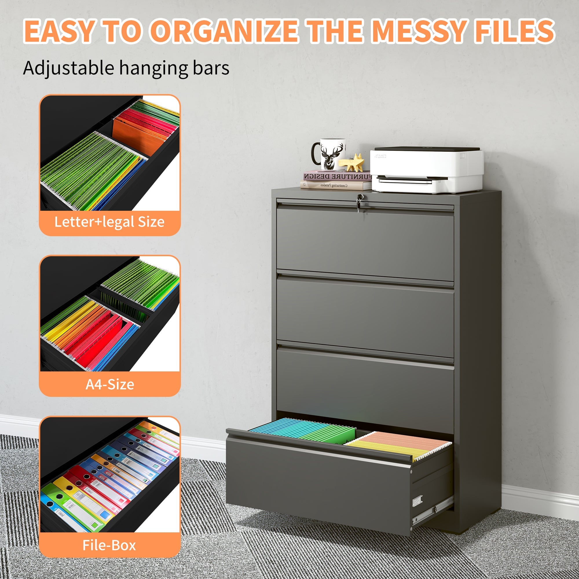 Lateral File Cabinet 4 Drawer