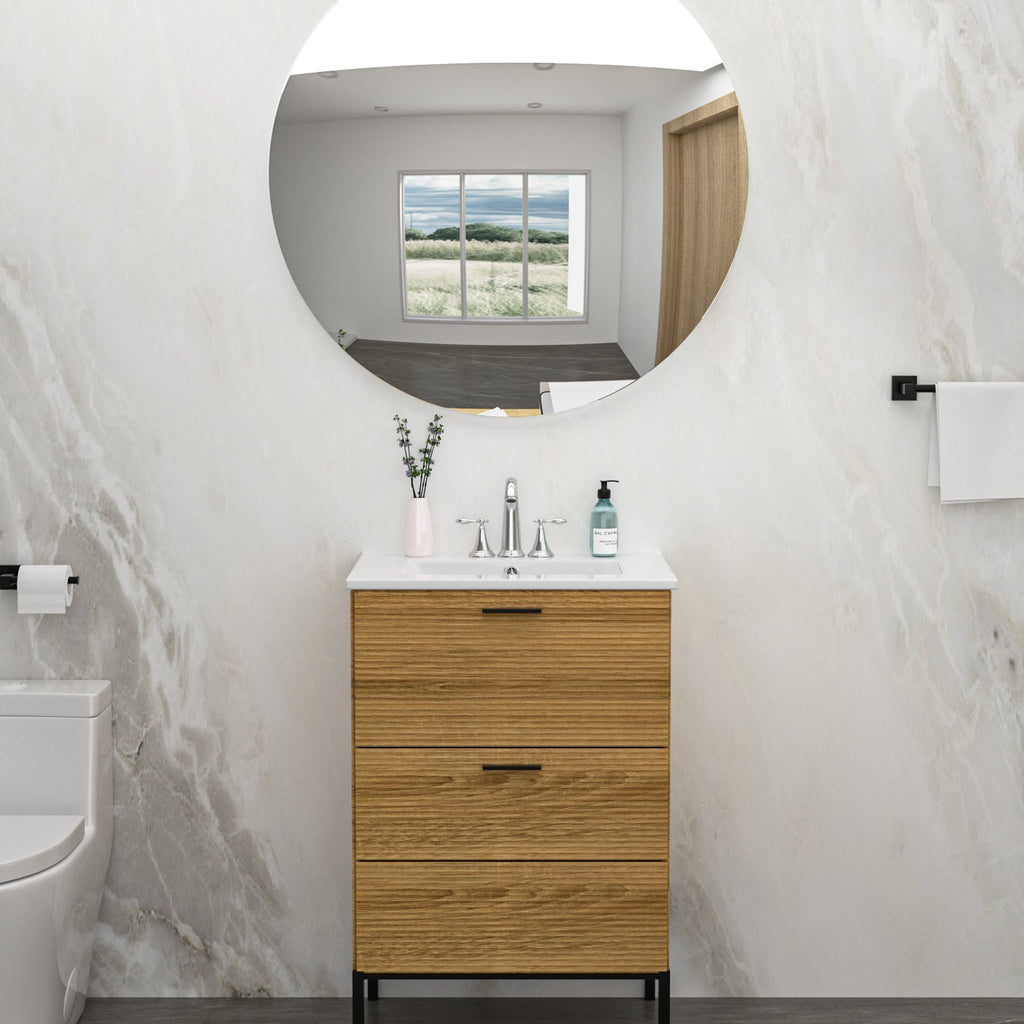 24"x18" White Rectangular Single Vanity Top with Faucet Holes
