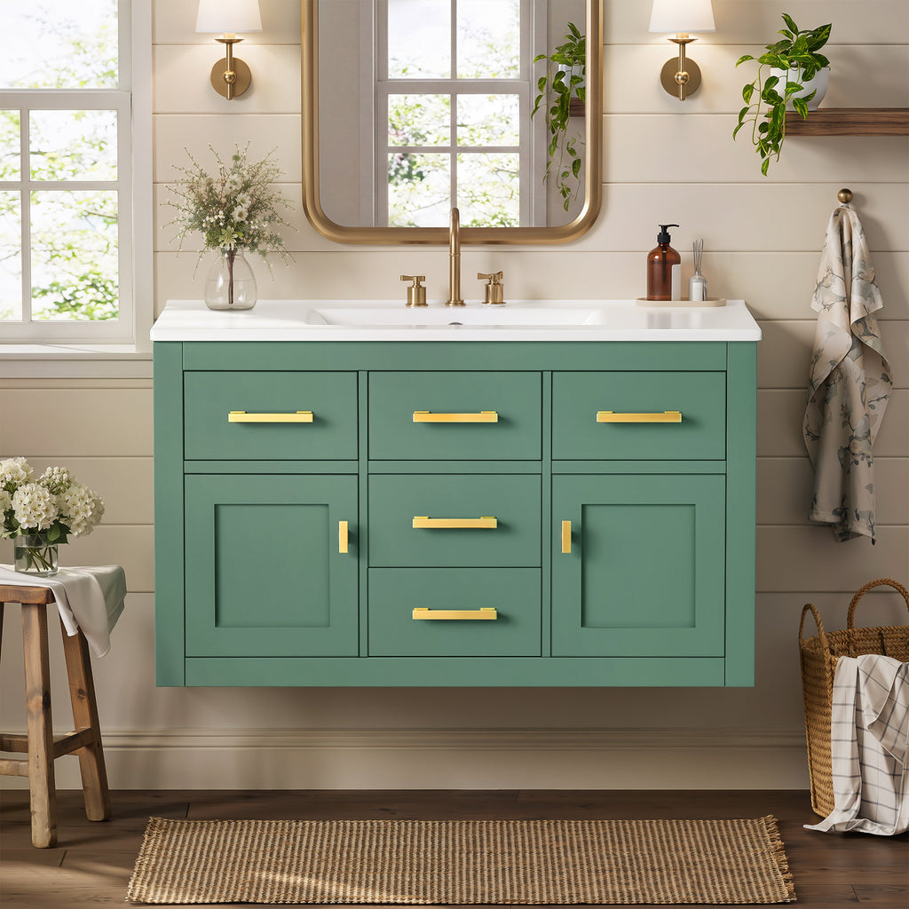 36" Wall Mounted Bathroom Cabinet – French Style Bathroom Vanity