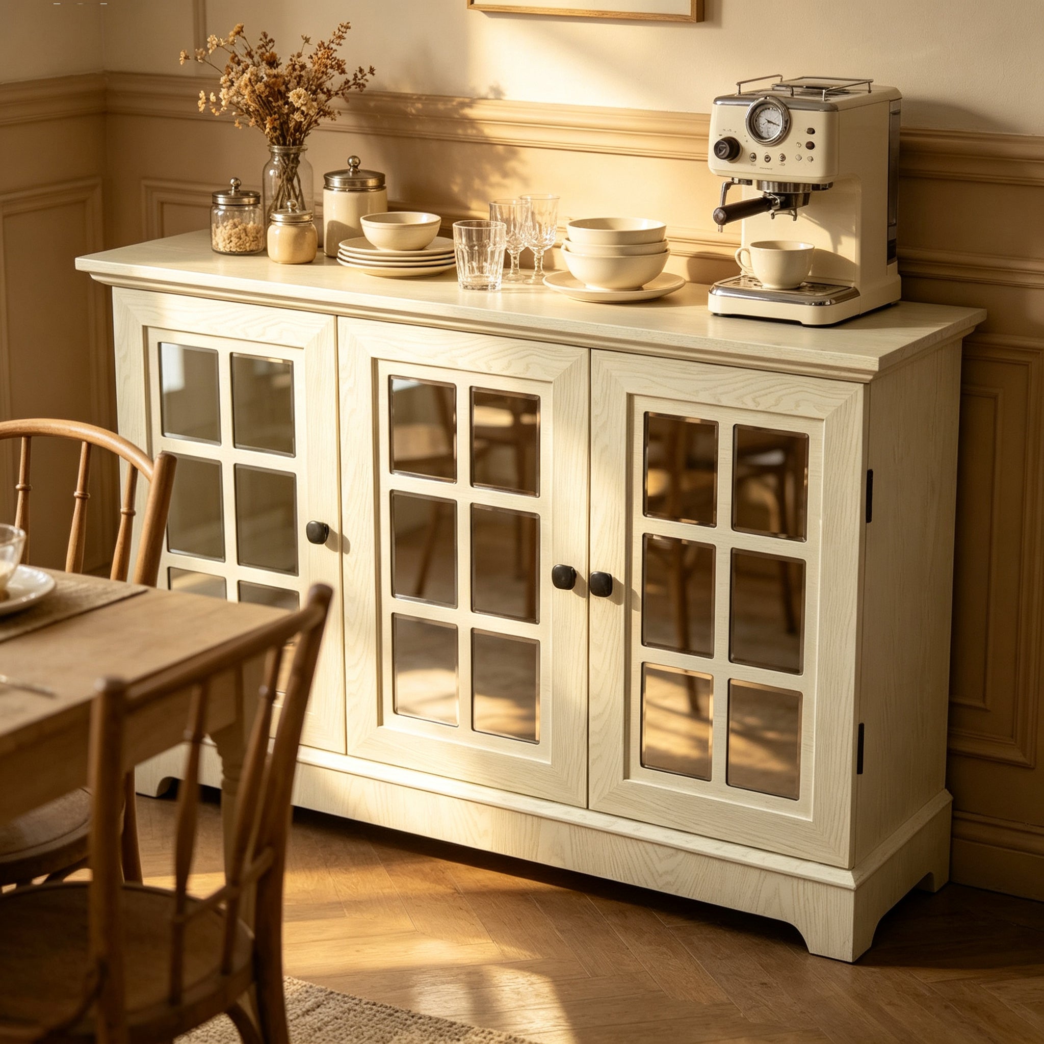 45" Wide Storage Cabinet with 3 Mirrored Acrylic Doors