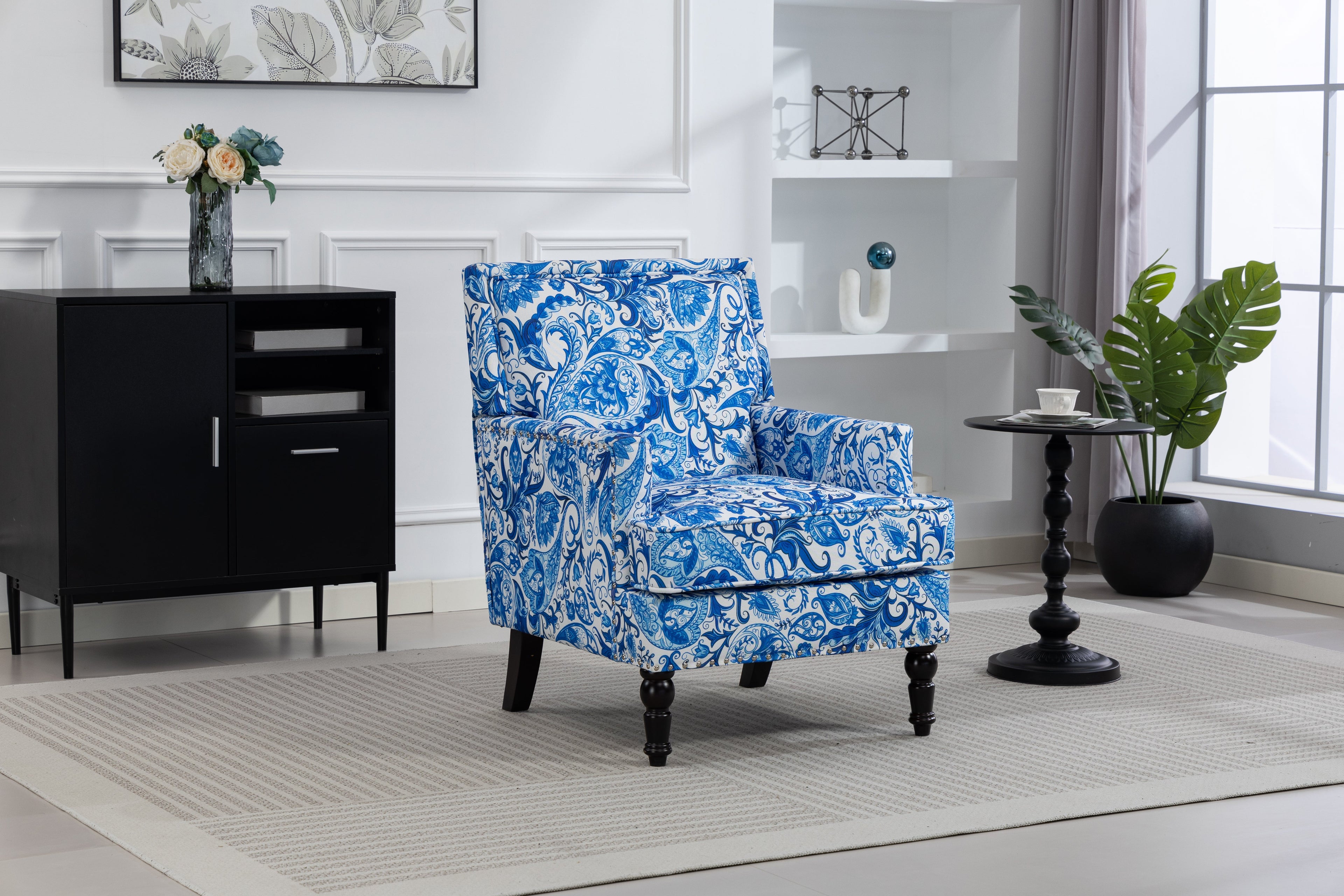 Upholstered Accent Chair, Vintage Armchair with Elegance