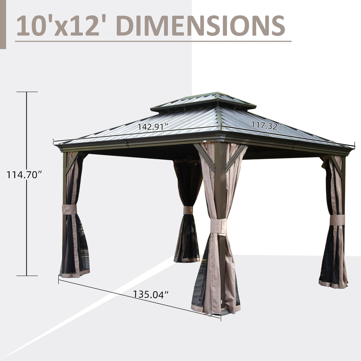 10' x 12' Hardtop Gazebo Permanent Metal Gazebo