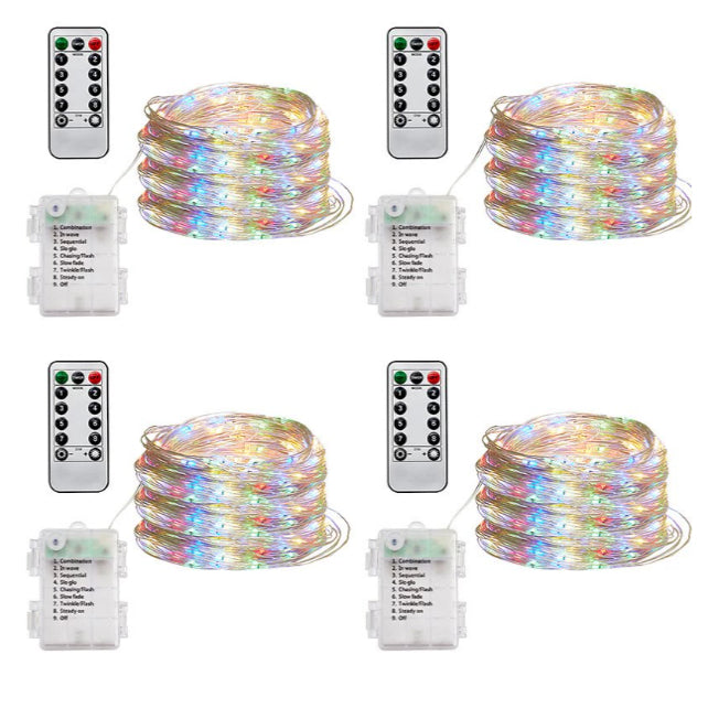 Waterproof Bedroom Remote Control New Year Light Outdoor Battery Box Light Curtain Holiday Wedding Hook Color Lighting Chain
