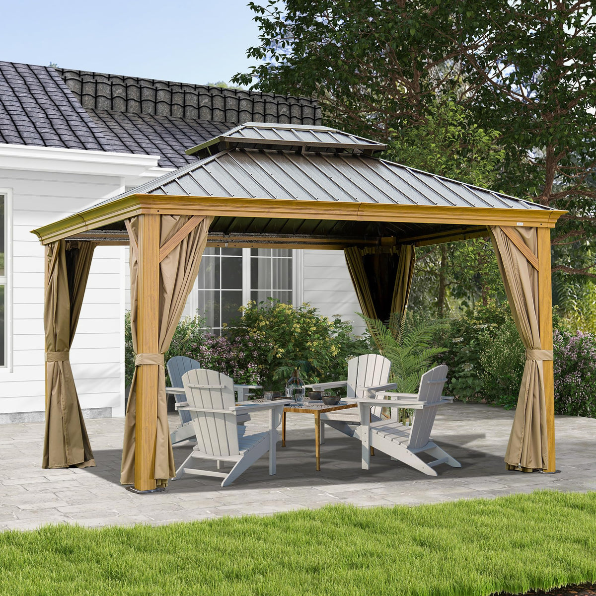 10' X 14' Hardtop Gazebo Outdoor Metal Gazebo Canopy