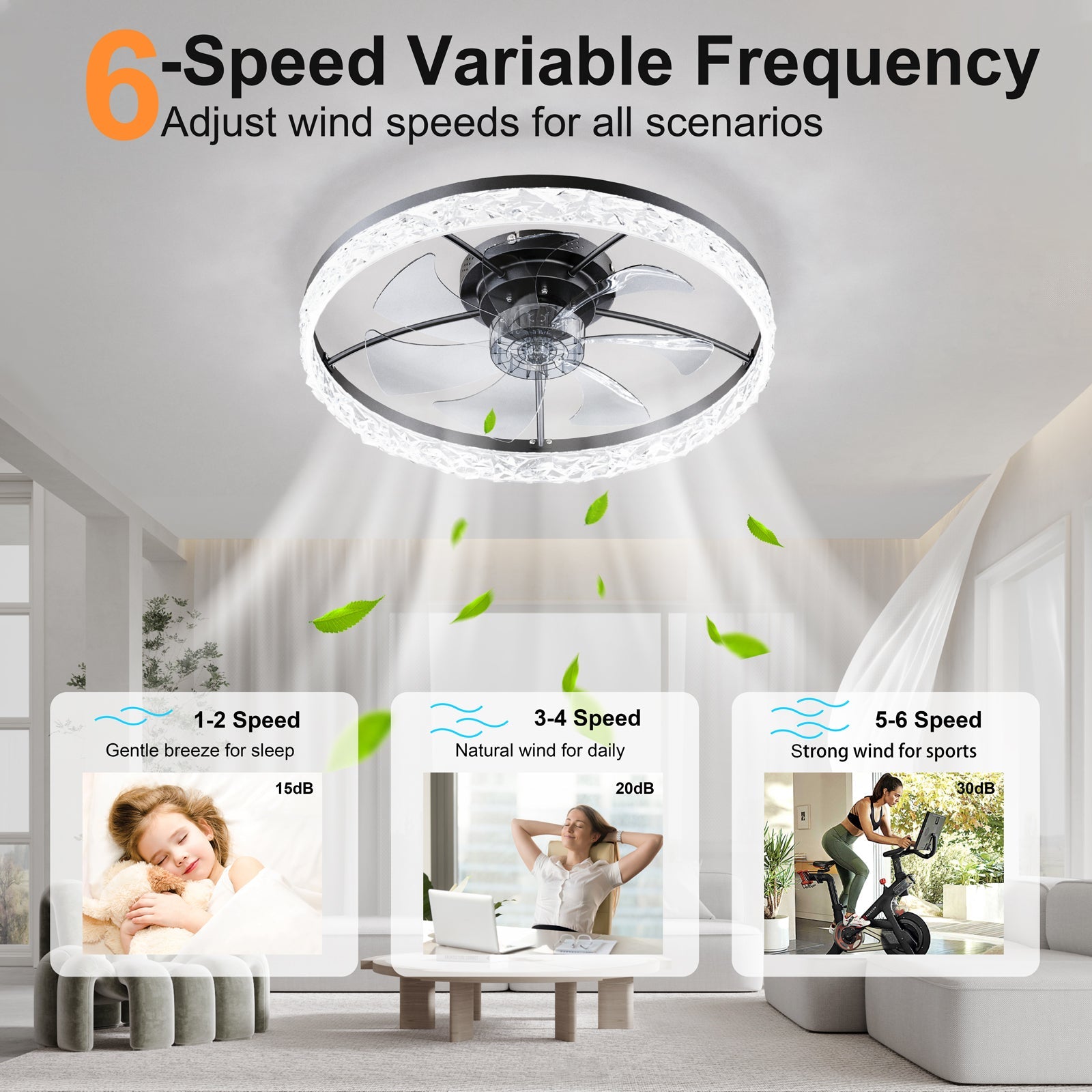 23.6" Ceiling Fans with Lights - Remote & APP Control