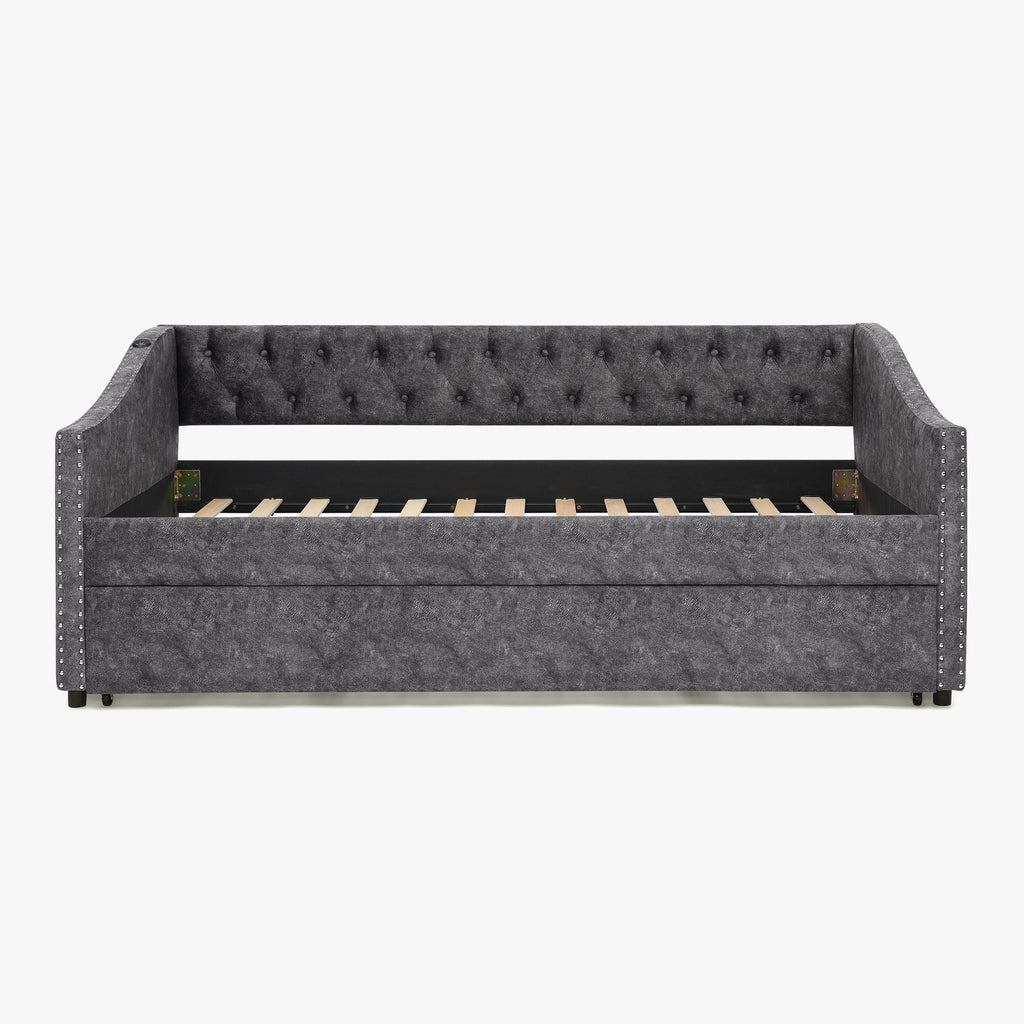 Twin Size Daybed with USB Charging & Pull-out Extendable Bed