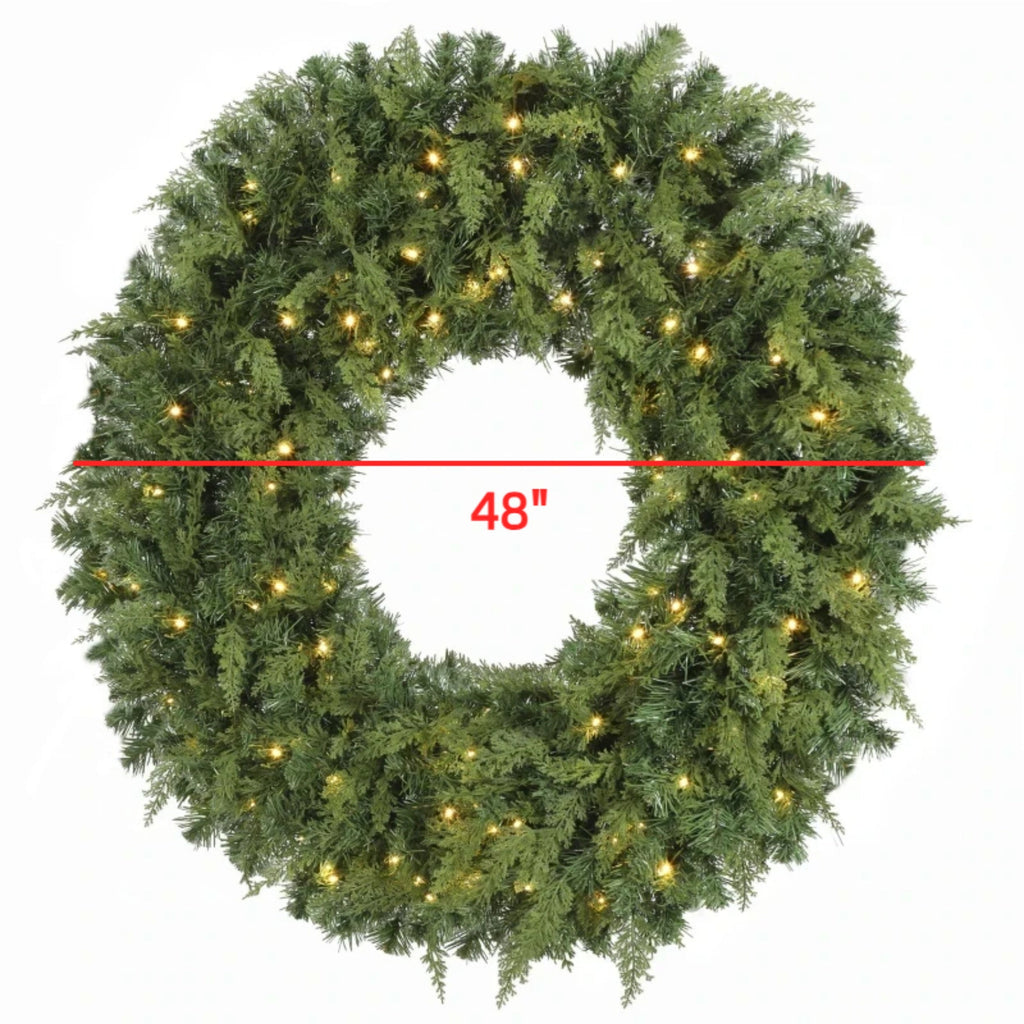 48-Inch Pre-Lit Crestwood Spruce Artificial Christmas Wreath