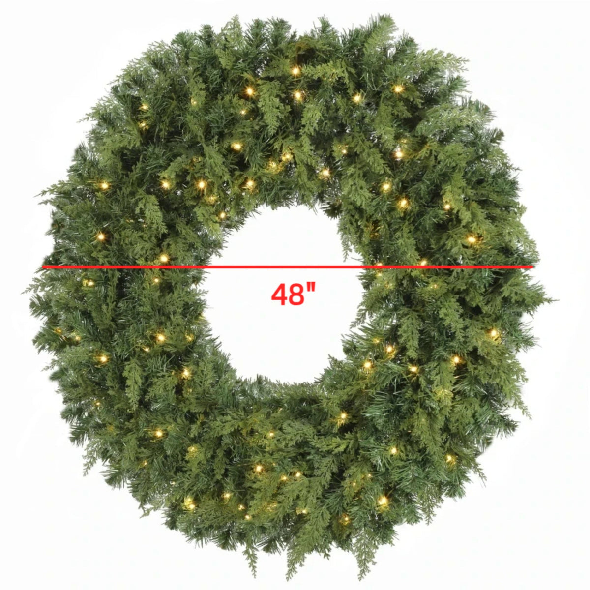 48-Inch Pre-Lit Crestwood Spruce Artificial Christmas Wreath