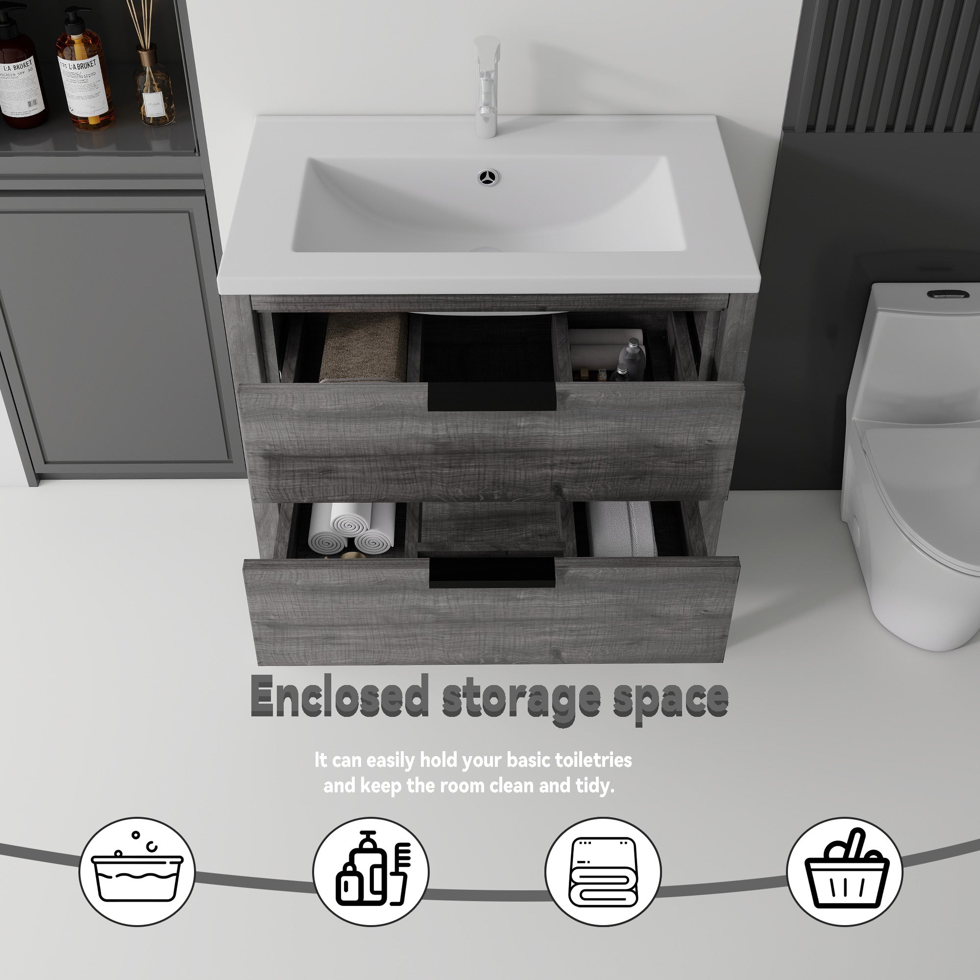 36 Inch Freestanding Bathroom Vanity with Sink and Soft-Close Drawer