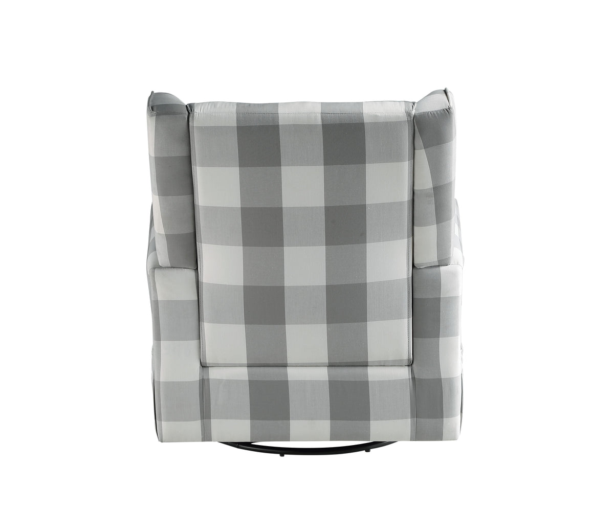 Patli Gray & White Fabric Glider Chair with Swivel