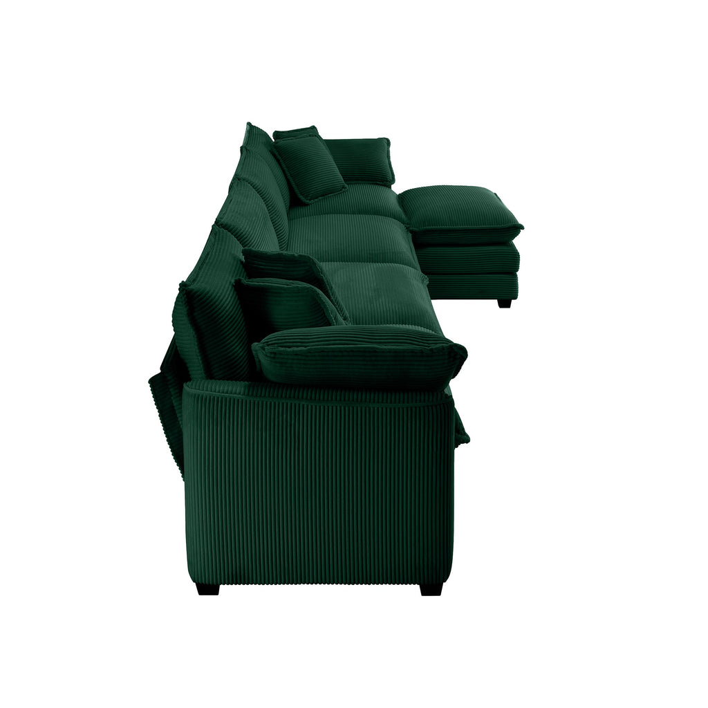 Corduroy Sofa - Modern Upholstered 4 Seater with Footstool
