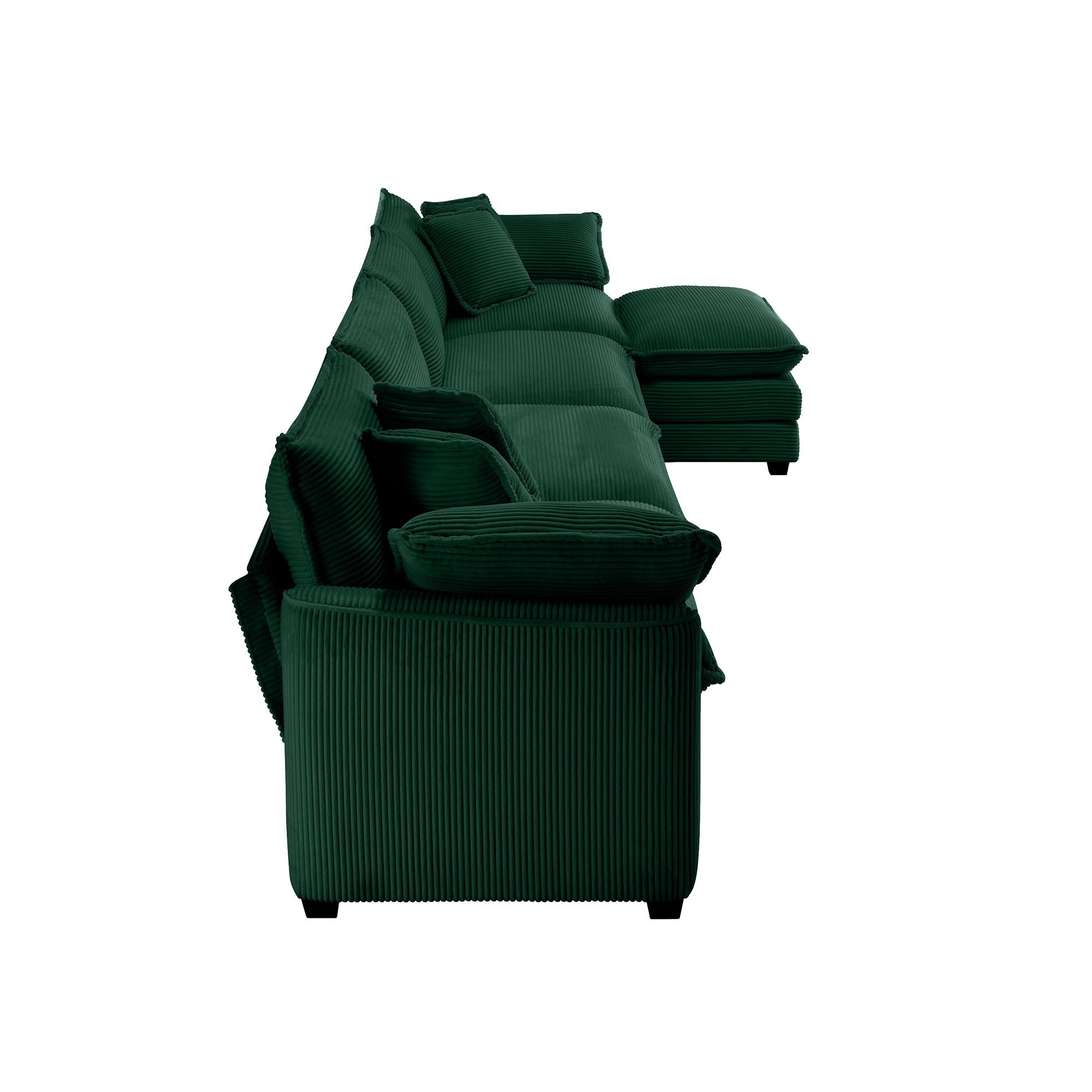Corduroy Sofa - Modern Upholstered 4 Seater with Footstool