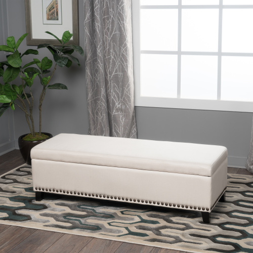 Stylish Tufted Storage Ottoman with Nailhead Trim