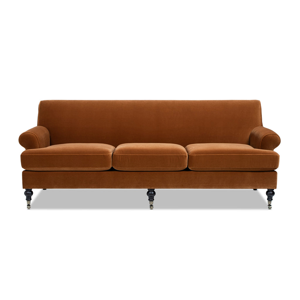 Alana Lawson Three-Cushion Tight Back Sofa, Burnt