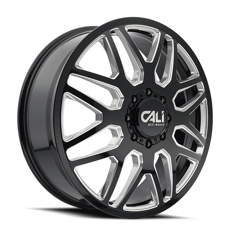 Cali Off-Road 9115D Invader Dually 24x8.25 / 8x210 BP / -232mm OS / 154.2mm Hub Gls Blk Mill Wheel 9115D-24879BMR232