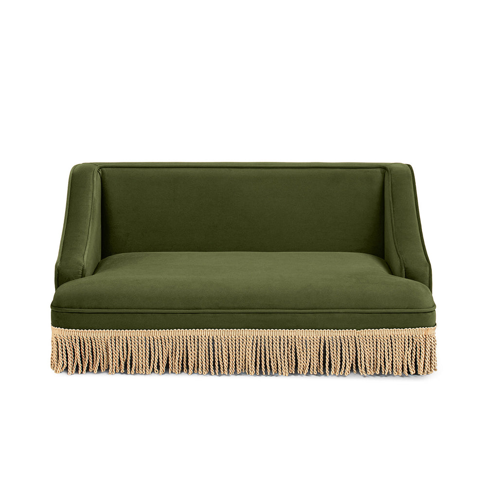 Duchess 33" Medium Princess Pet Bed Sofa with Fringe Skirt, Olive