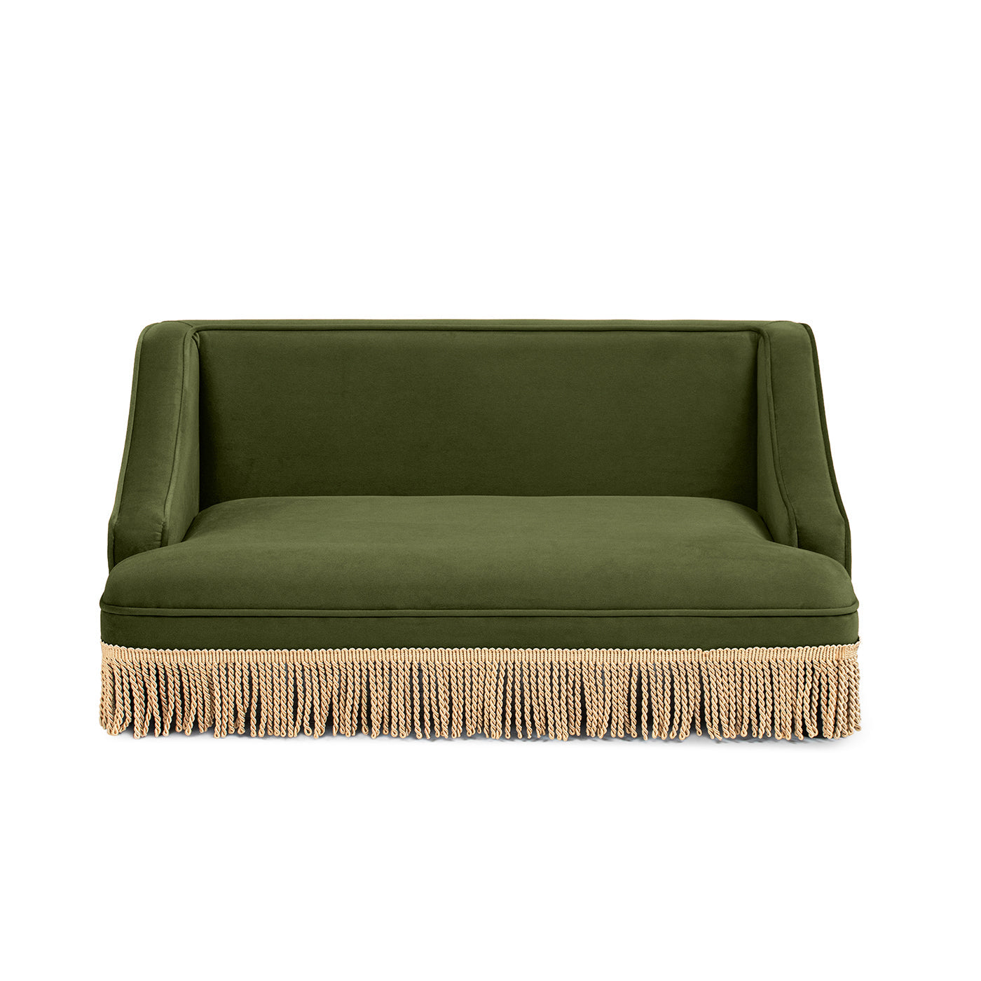 Duchess 33" Medium Princess Pet Bed Sofa with Fringe Skirt, Olive