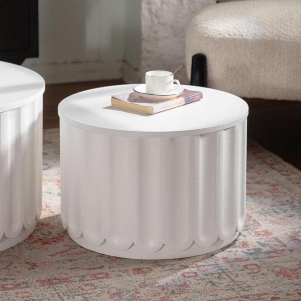 White Round Storage Table Set