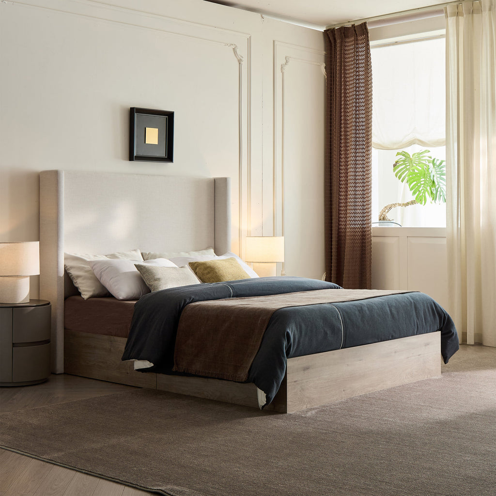 Shelton Upholstered Wingback Bed