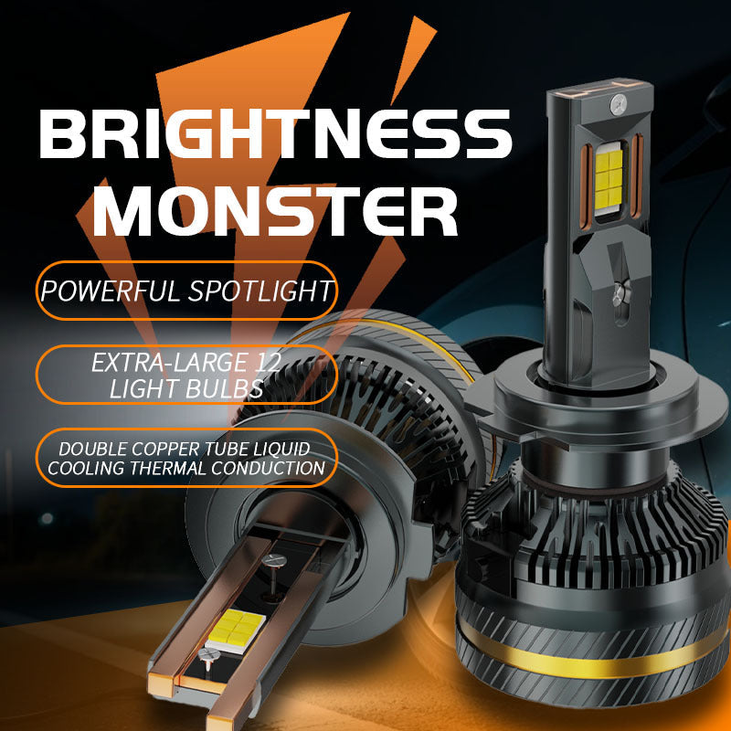 12V Dual Copper Tube Super Bright Car LED Headlight  H7 H4 Universal LED Bulb For Cars Trucks