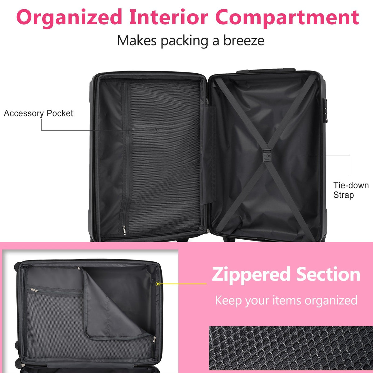 Hardshell Luggage - 24-Inch Expandable ABS Suitcase in Green
