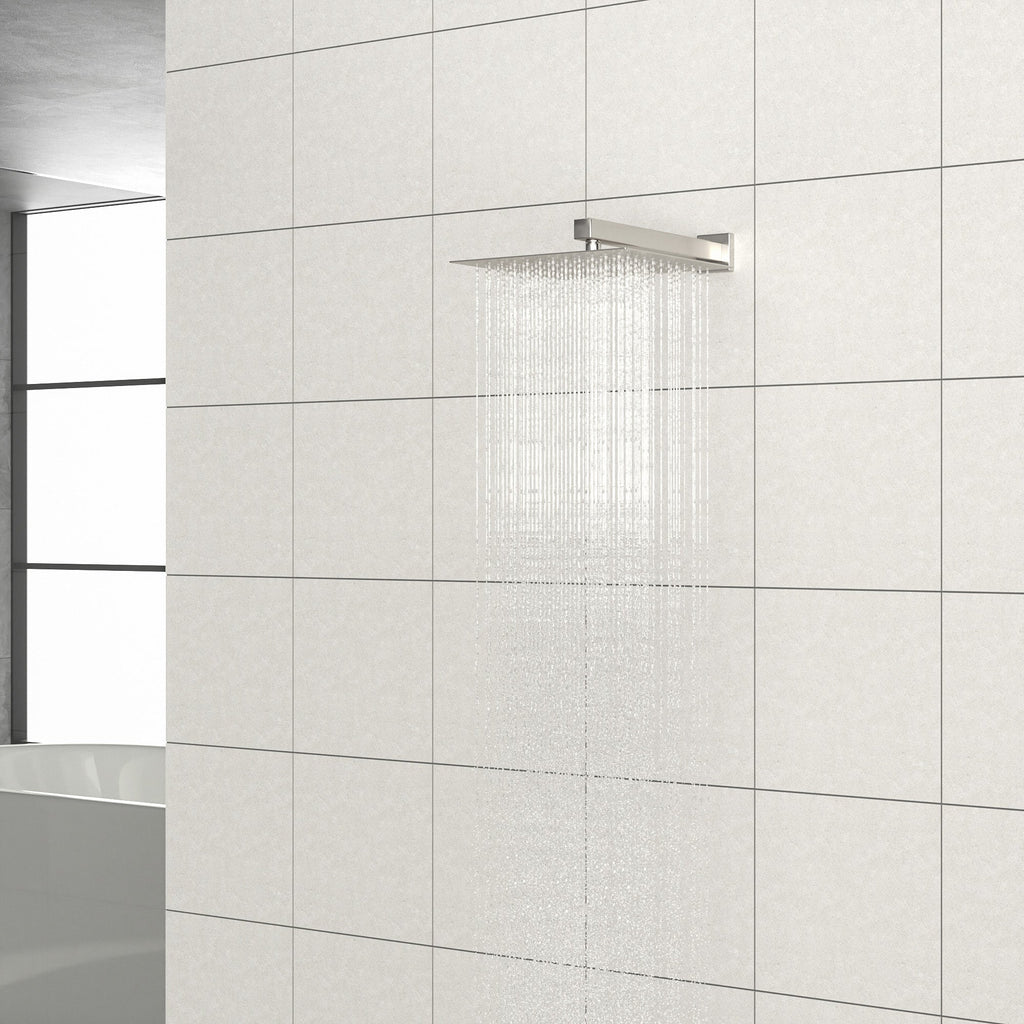 16" Wall Mounted Shower Arm with Flange, Brushed Nickel