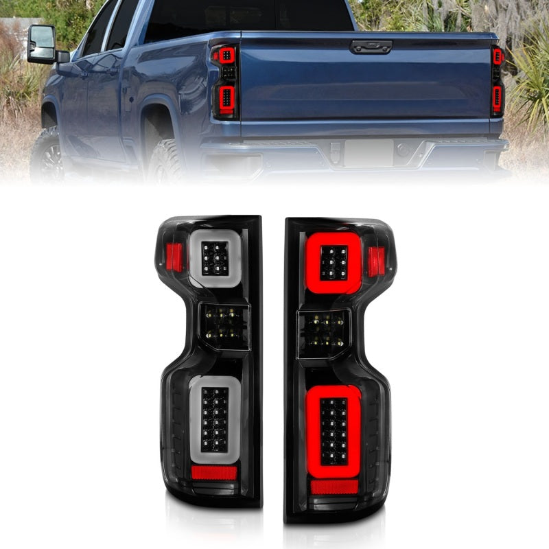 ANZO 19-21 Chevy Silverado Full LED Tailights Black Housing Clear Lens G2 (w/C Light Bars) 311414