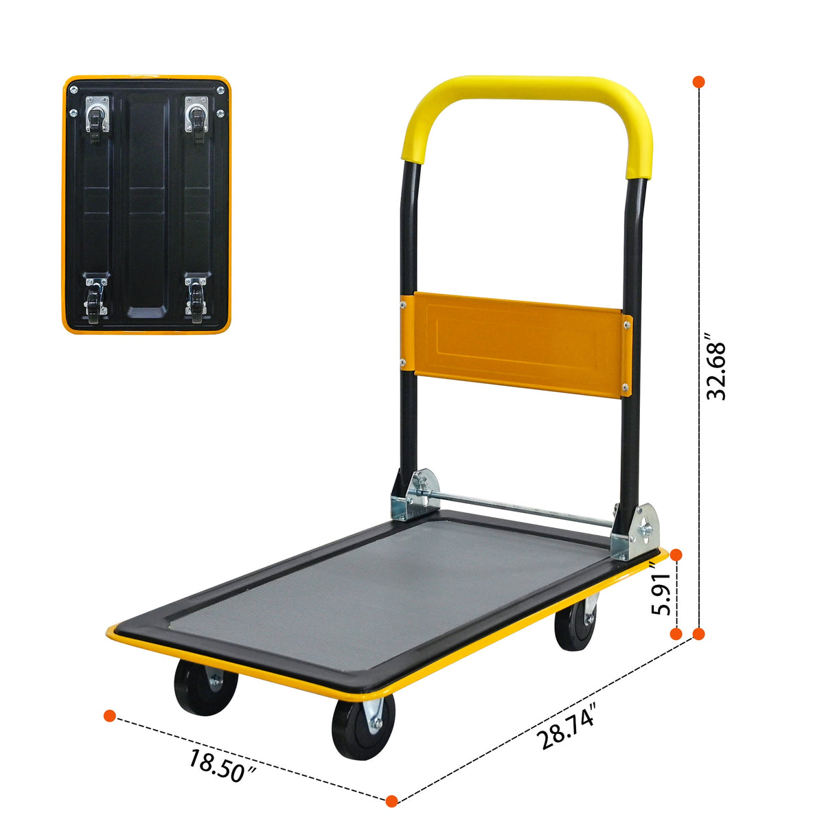 Flatbed Cart with 330lbs Heavy Duty Capacity