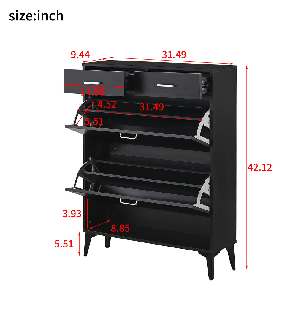 Large Size Shoe Cabinet - Modern Tipping Bucket Organizer