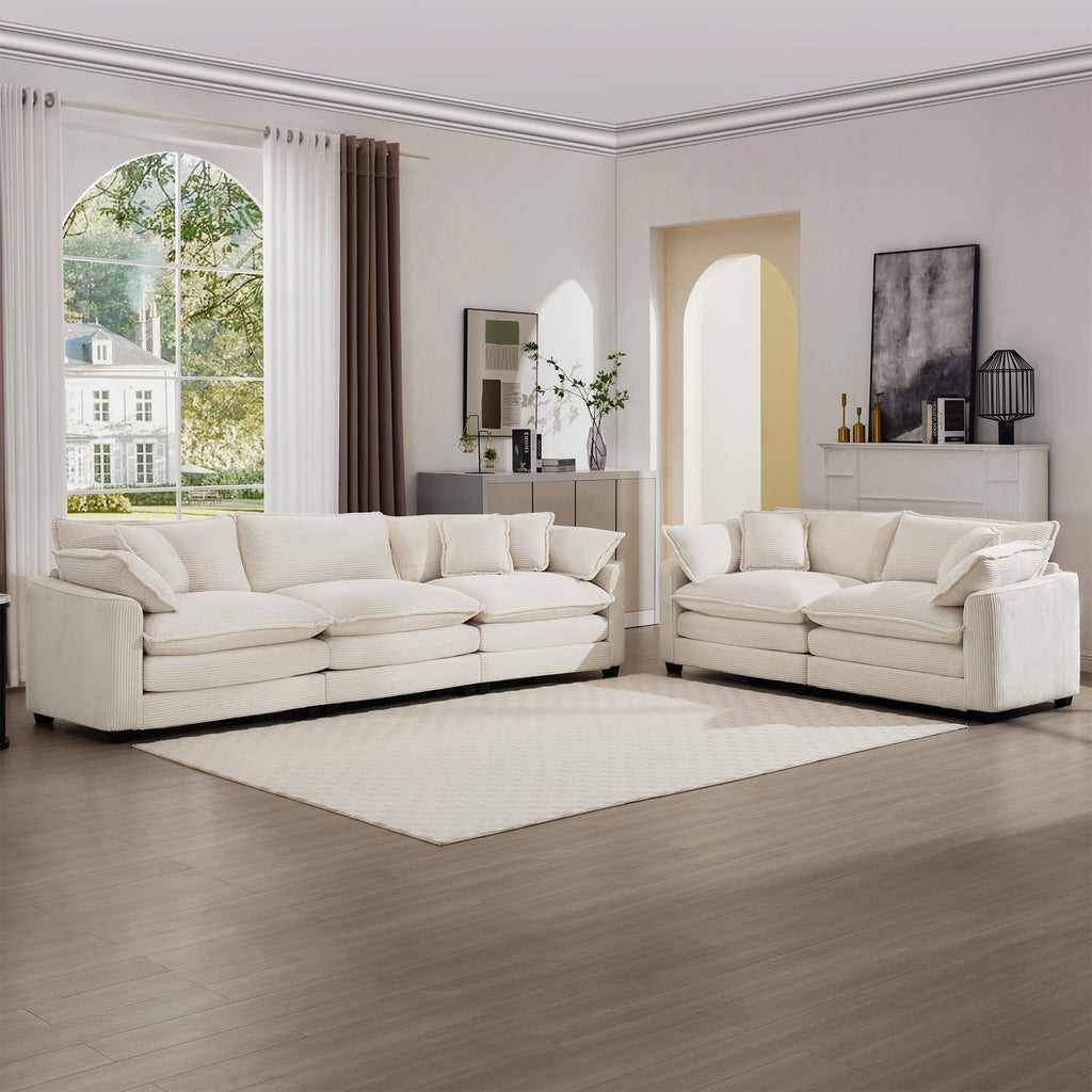 Modern Fabric Living Room Sofa Set - 2 Sofas