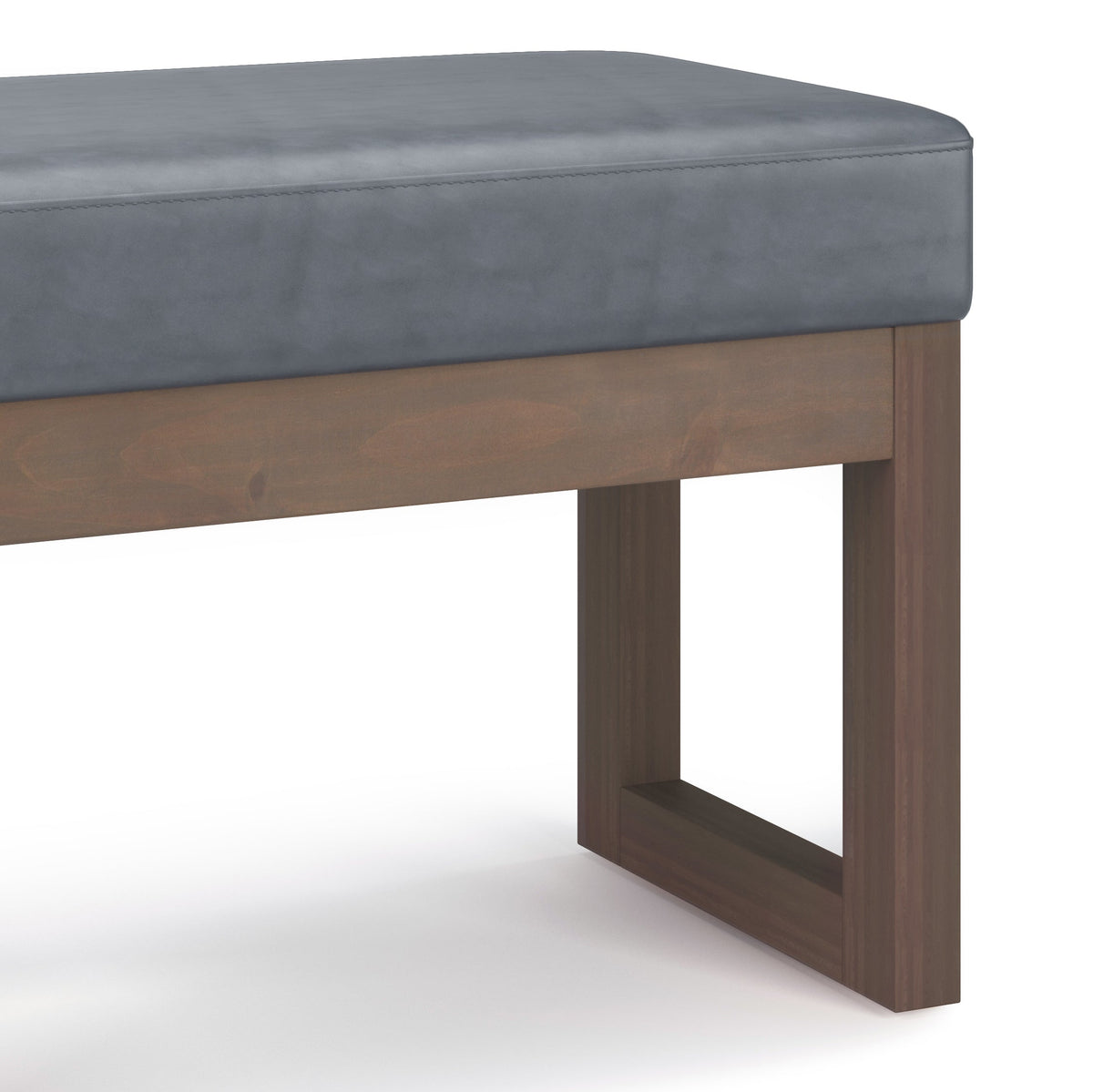 Milltown 27 Inch Wide Solid Wood Footstool Small Ottoman Bench in Stone