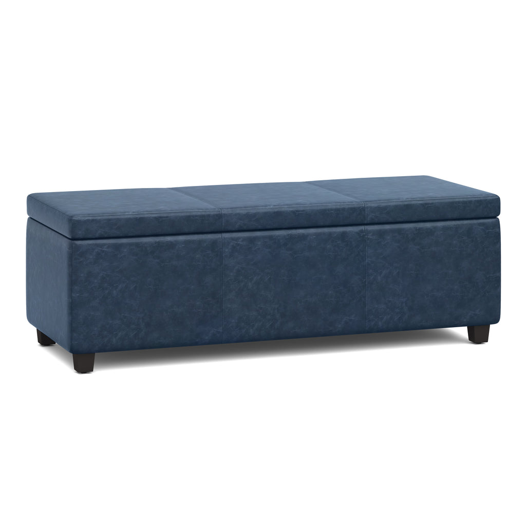 Avalon 48 Inch Wide Storage Ottoman Bench in Denim