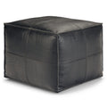 Brody 18 Inch Wide Square Top Stitch Pouf in Textured
