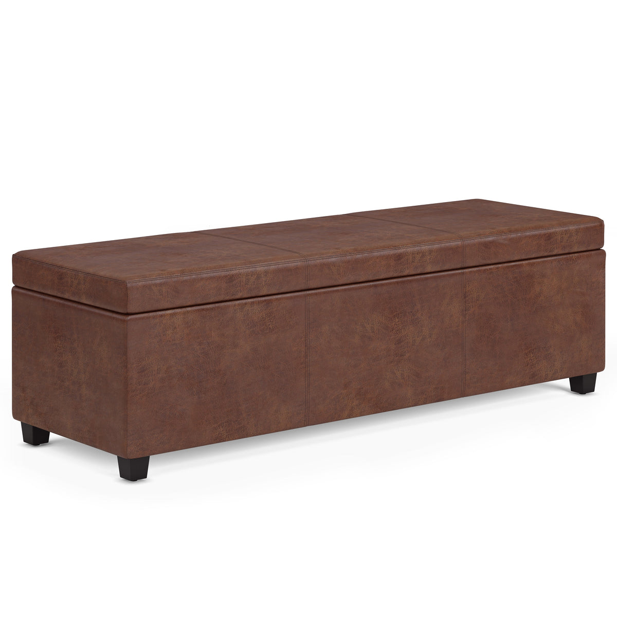 Avalon 54 Inch Wide Extra Large Storage Ottoman Bench in Distressed Saddle