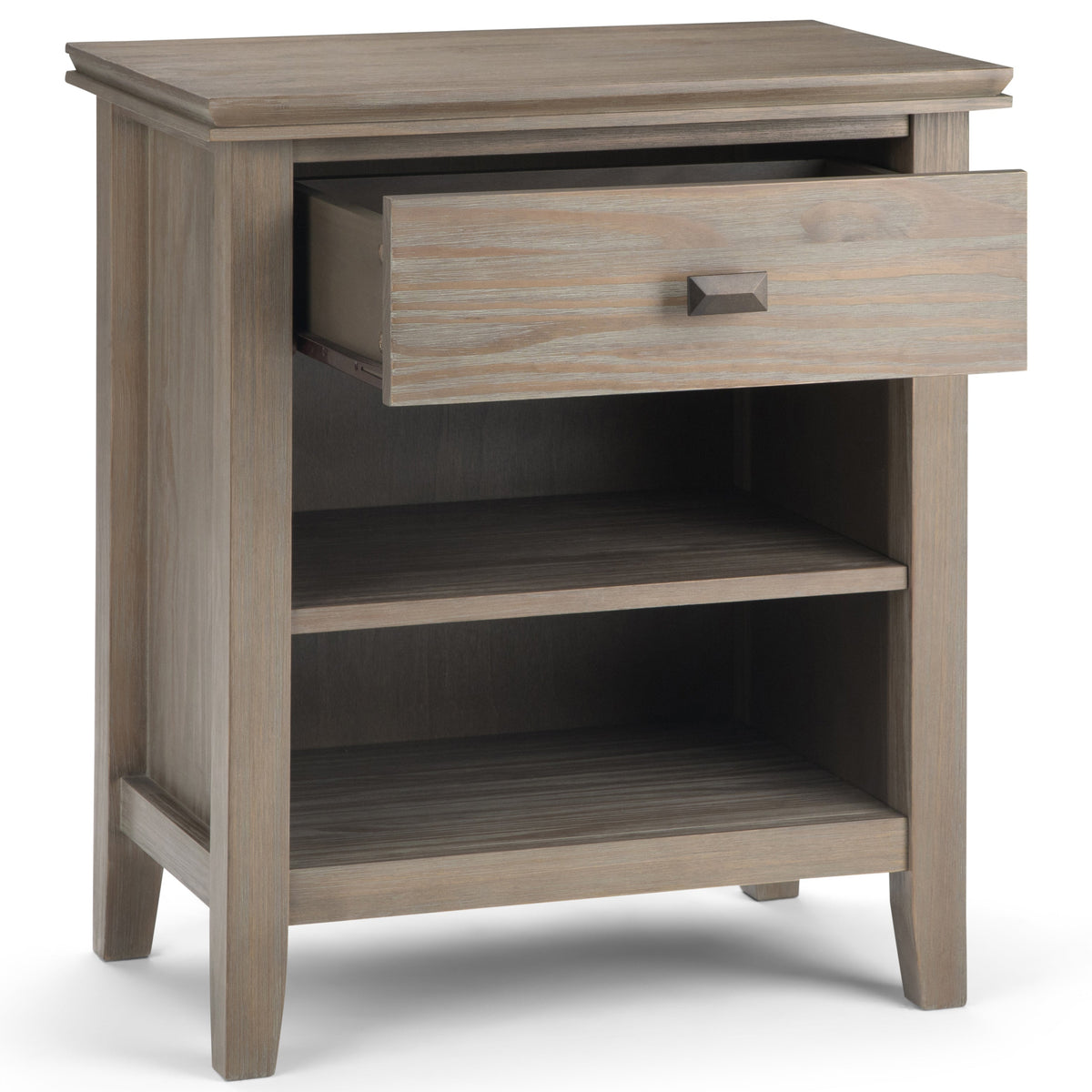 Artisan 24 Inch Wide Solid Wood Bedside Table in Distressed Grey