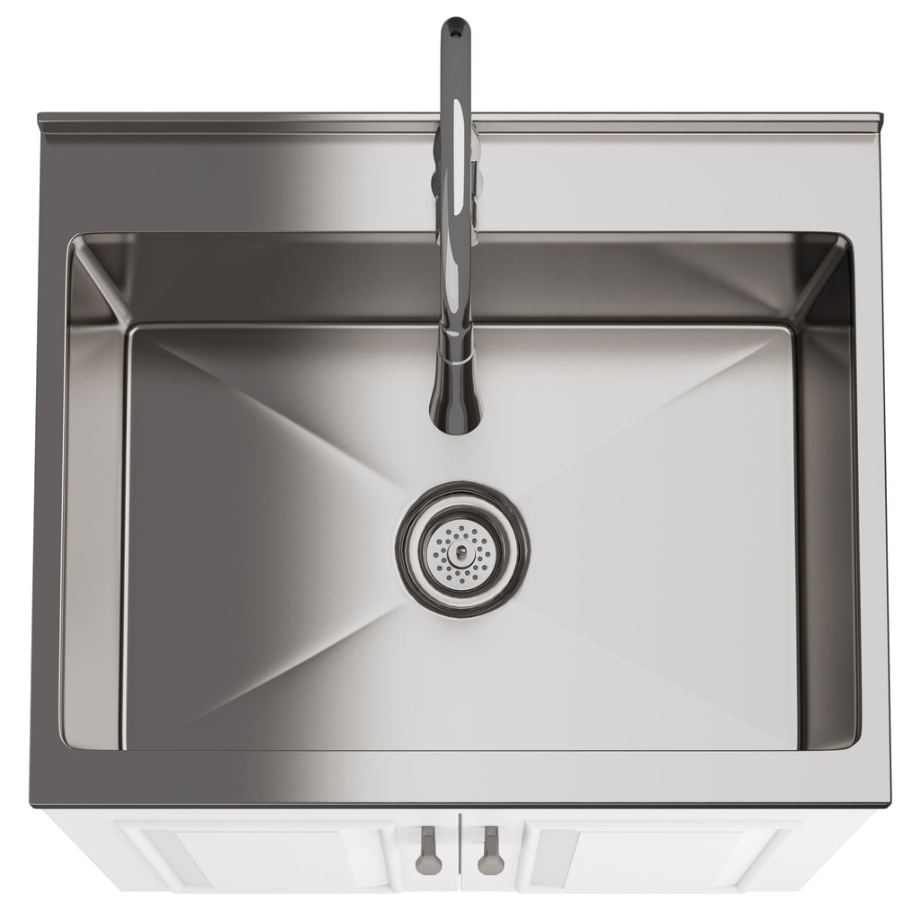 Darwin Deluxe 24" Laundry Cabinet with Pull-out Faucet and Stainless Steel Sink