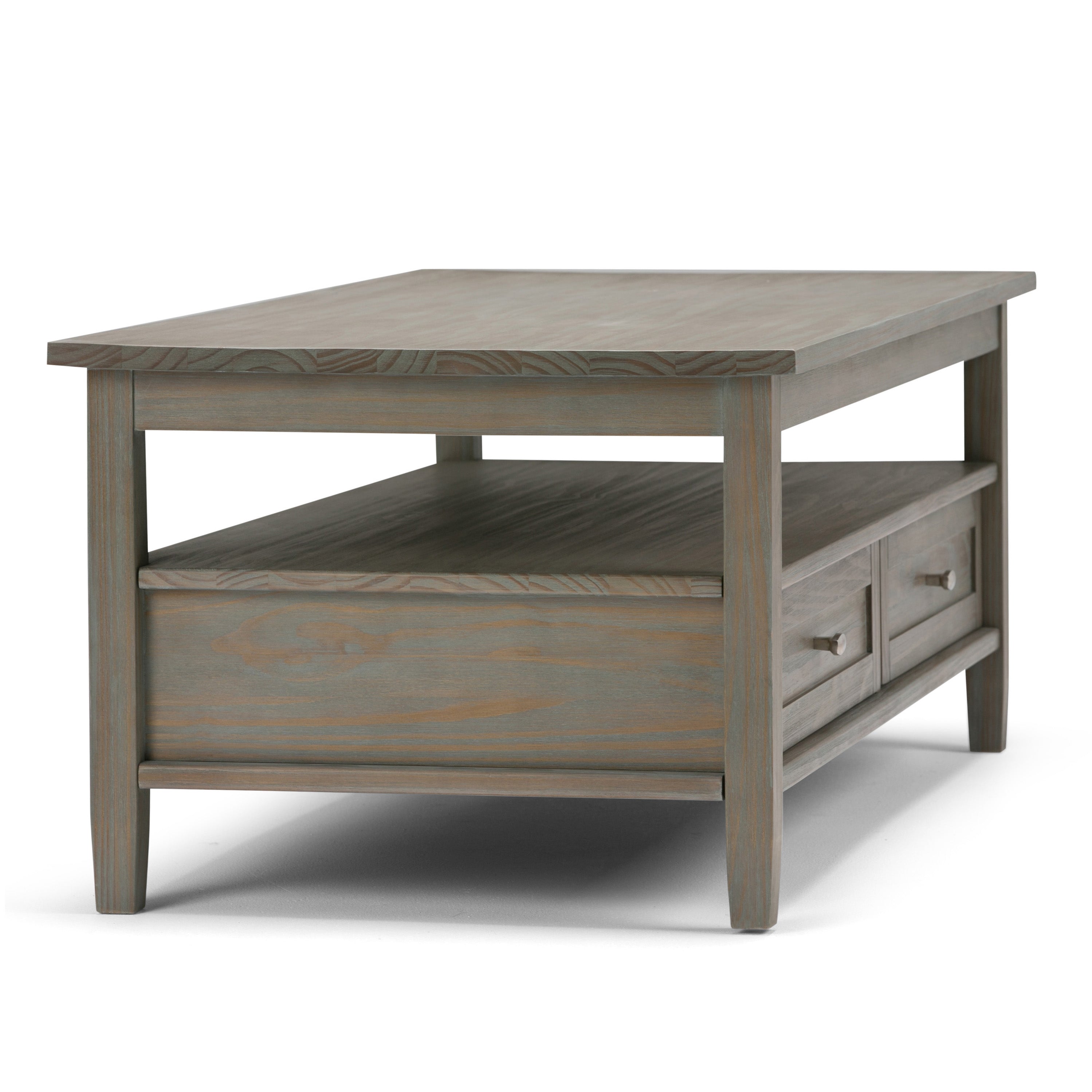 Warm Shaker Solid Wood 48 Inch Wide Transitional Coffee Table