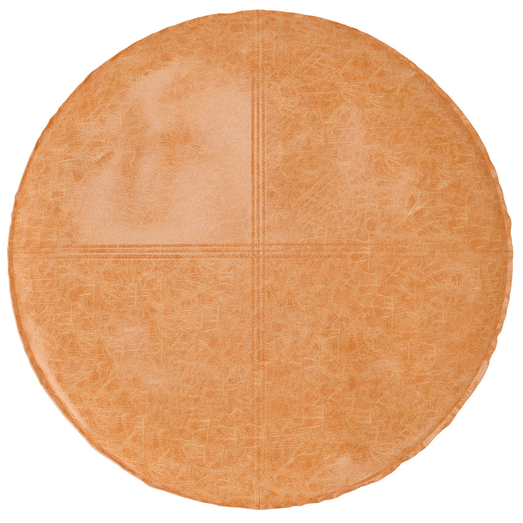 Brody 32 Inch Wide Round Coffee Table Pouf in Distressed