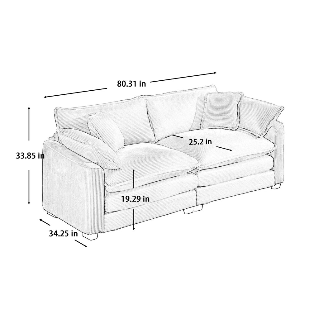 Modern Fabric Living Room Sofa with 4 Pillows