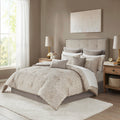 12 Piece Jacquard Comforter Set with Bed Sheets Khaki Cal King