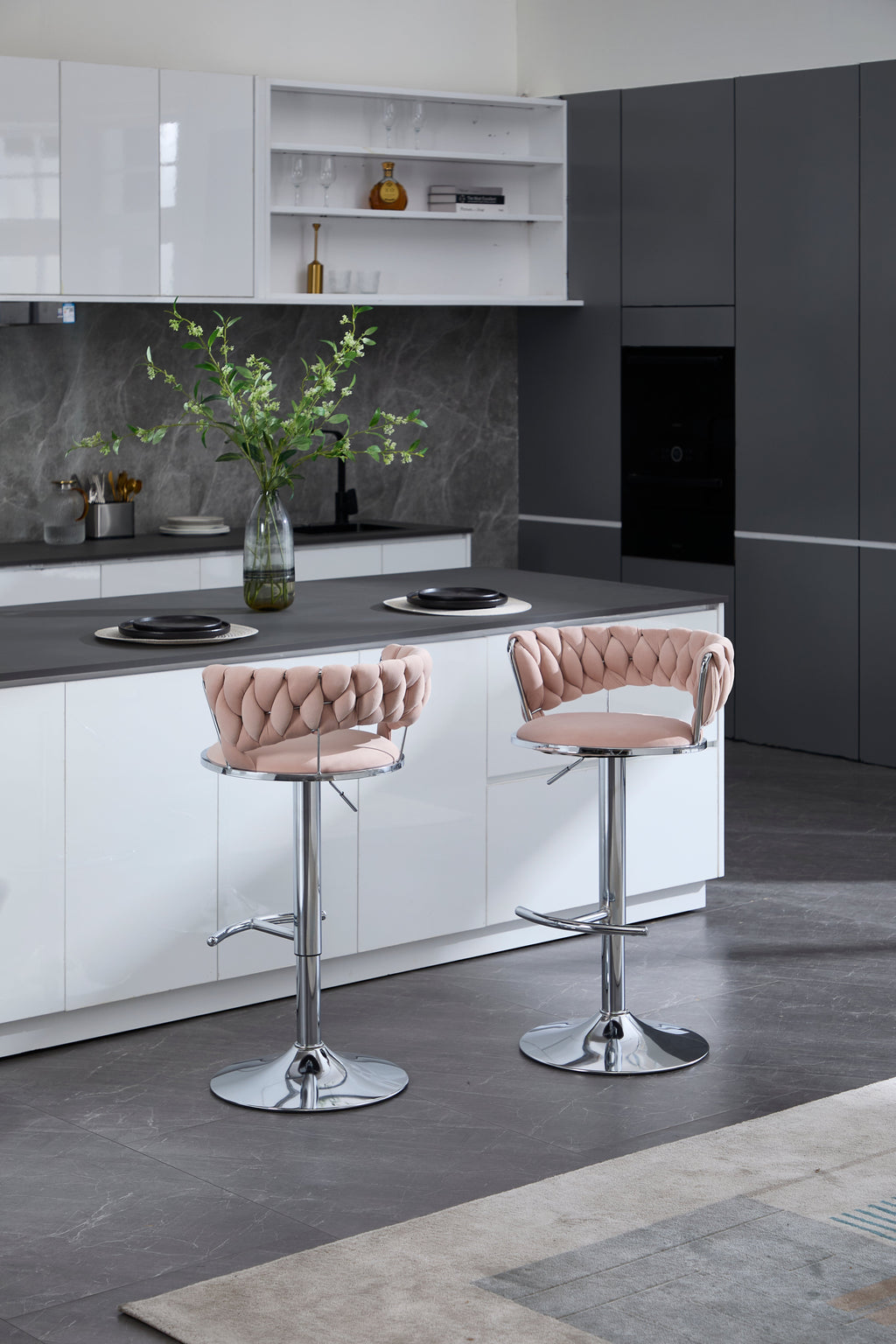 Set of 2 Bar Stools, with Strong Foam Seats